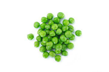 green peas on white background.