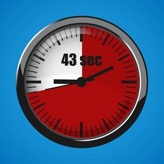 Seventeen Seconds Clock on blue background. Clock 3d icon.