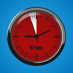 Seventeen Seconds Clock on blue background. Clock 3d icon.