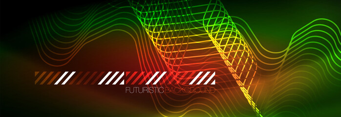 Shiny neon lights background, techno design, modern wallpaper for your project