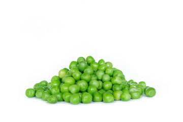 green peas on white background.