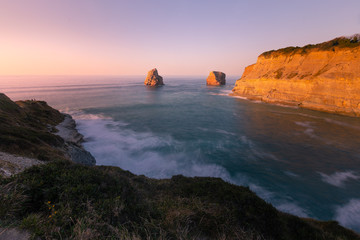 The famous twin rocks at Hendaia's coast at the Basque Country.	