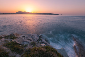 Obraz premium The famous twin rocks at Hendaia's coast at the Basque Country. 