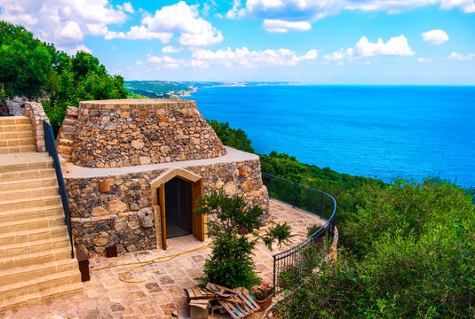 Pajaru on Salento adriatic coast in Apulia - South Italy -   typical rural dry stone buildings similar to Trulli