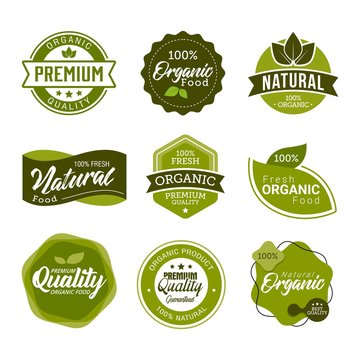 Set of Fresh Organic food Labels and Elements