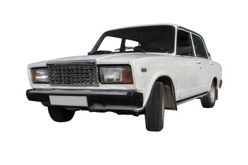 Russian classic car on white background