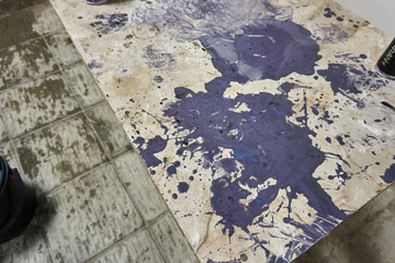 spilled purple paint
