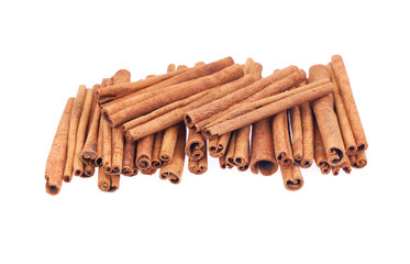 Cinnamon sticks isolated on white background.