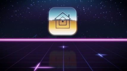 synthwave retro design icon of app home