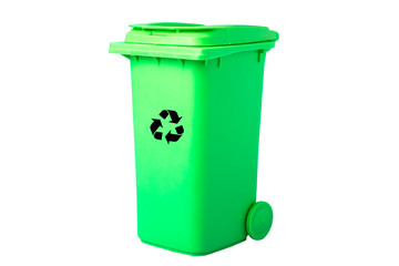green basket with recycling icon isolate environmental concept