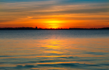 Fototapeta na wymiar Sonnenuntergang über Greifswald