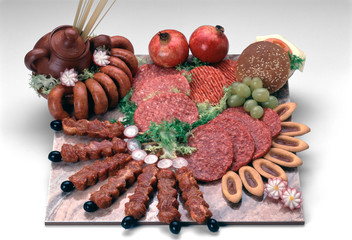 presentation of different types of meat