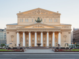 Fototapeta na wymiar Historic building of famous Bolshoi Theatre, landmark in Moscow, Russia.