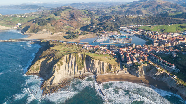 aerial view of zumaia basque town, Spain