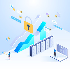 Data protection concept. Vector isometric illustration for landing page
