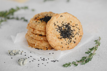 Cookies with blue cheese and cumin