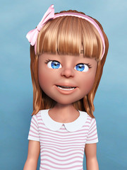 3D rendering of a cartoon girl portrait.
