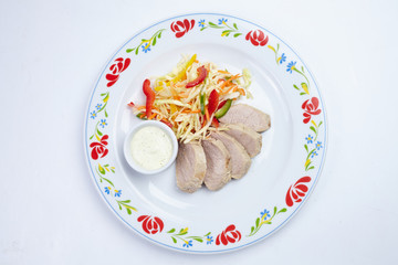 meat with salad
