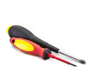 two tools for screwdriver construction on white background