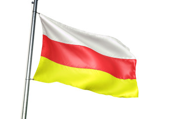 North Ossetia region of Russia flag waving isolated 3D illustration