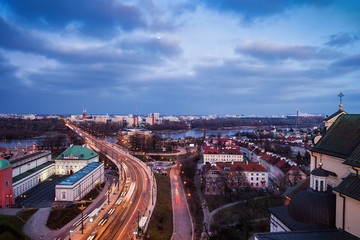 Fototapeta na wymiar City Of Warsaw Evening Cityscape