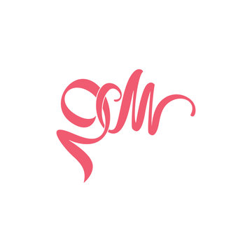 letters 2m simple ribbon shape logo