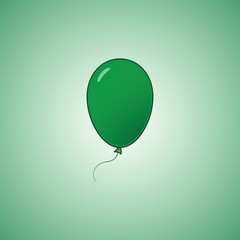 Green balloon in cartoon flat style isolated on green background. Balloon icon.