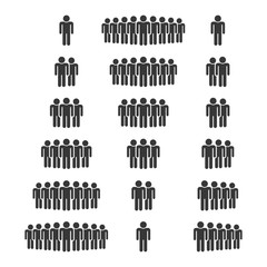 People Icons Work Group Team, Persons Crowd Symbol Perfect Design Simple Set For Using In Web site Infographics Report, Solid Vector Illustration