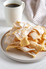 Faworki, Chrusty, Angel Wings - traditional Polish pastries served during Carnival Fat Thursday, just befor Lent.