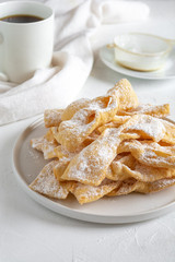 Faworki, Chrusty, Angel Wings - traditional Polish pastries served during Carnival Fat Thursday, just befor Lent.