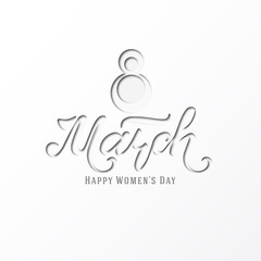 March 8. Postcard. Women's Day. Paper cut holiday background. Lettering. Trendy design template. Happy mother's day. Vector