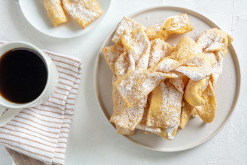 Faworki, Chrusty, Angel Wings - traditional Polish pastries served during Carnival Fat Thursday, just befor Lent.