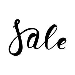 Sale handmade brush lettering isolated on white. Calligraphy phrase for logo, banners, labels, badges, prints, posters, web. Hand written sale signs. Vector illustration