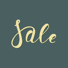 Sale handmade brush lettering isolated on black. Calligraphy phrase for logo, banners, labels, badges, prints, posters, web. Hand written sale signs. Vector illustration
