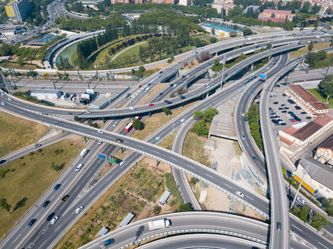 Image of cityscape of car interchange of Barcelona