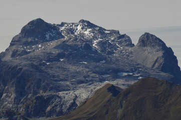 Panoramic mountain view, "Three Towers" in Montafon; Vorarlberg; Austria