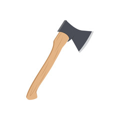 Metal ax with handle made of wood