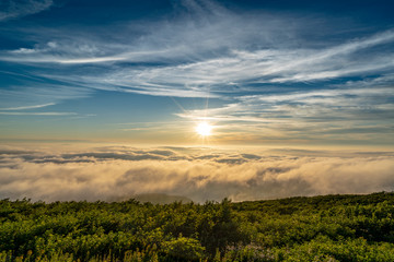 月山八合目からの夕日