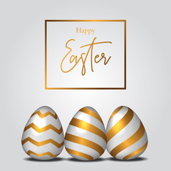 luxury banner template 3D easter egg illustration with golden color decoration