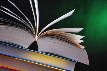 Composition with open book on the table
