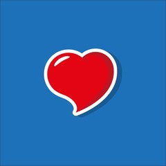 Heart Icon Vector. Valentine's Day sign, emblem isolated on blue background with shadow. Flat style for graphic and web design, logo.