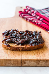 Organic Apple Molasses / Raw Fruit Paste Jam with Bread.