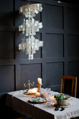 table setting with candles