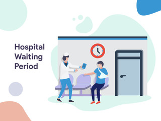 Hospital Waiting Period illustration. Modern flat design style for website and mobile website.Vector illustration