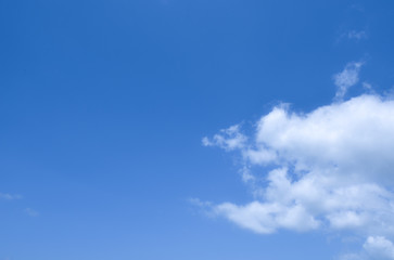 Blue sky background and white clouds with copy space, good for message and background.