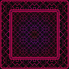 Obraz premium Decorative Colorful Geometric Ornament. , Symmetric Pattern With Lace Frame. Vector Illustration. Black purple color