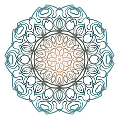 Floral Color Mandala. Arabic, Indian, Motifs. Vector Illustration. Brown pastel blue color