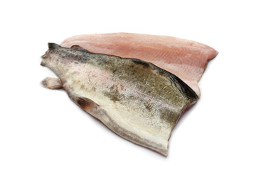 Świeża ryba. Filet z pstrąga na białym tle. © foodandcook