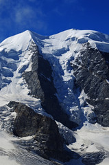 Swiss alps: The Piz Buin glacier at Bernina group mountains near Pontresina in the upper Engadin