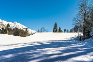 Fototapeta na wymiar Winter landscape of the Krasnaya Polyana ski resort.